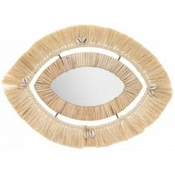 ATMOSPHERA, CRŽATEUR D'INTŽRIEUR Miroir Mural Raphia "Tropique Australe" 44cm Beige