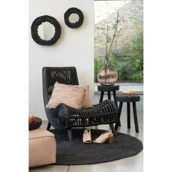 Paris Prix - Miroir Mural Déco En Bois "jenny" 28cm Noir -Miroir Soldes Boutique 57078473 3