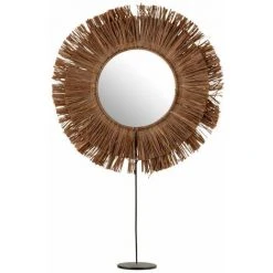 Paris Prix - Miroir Sur Pied En Raphia "saffron" 59cm Marron