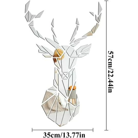 MACARON Miroir 3D Cerfs Stickers Muraux Muraux En Trois Dimensions Stickers Muraux DIY Stickers Muraux Décoratifs Salon Chambre TV Canapé Fond Mur Art Stickers Muraux (57 * 35CM Argent)LO-Ron 4 MACARON Miroir 3D Cerfs Stickers Muraux Muraux En Trois Dimensions Stickers Muraux DIY Stickers Muraux Décoratifs Salon Chambre TV Canapé Fond Mur Art Stickers Muraux (57 * 35CM Argent)LO-Ron – Image 2