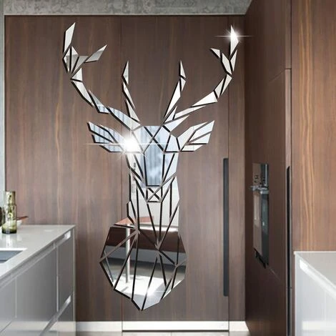 MACARON Miroir 3D Cerfs Stickers Muraux Muraux En Trois Dimensions Stickers Muraux DIY Stickers Muraux Décoratifs Salon Chambre TV Canapé Fond Mur Art Stickers Muraux (57 * 35CM Argent)LO-Ron 6 MACARON Miroir 3D Cerfs Stickers Muraux Muraux En Trois Dimensions Stickers Muraux DIY Stickers Muraux Décoratifs Salon Chambre TV Canapé Fond Mur Art Stickers Muraux (57 * 35CM Argent)LO-Ron – Image 4