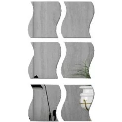 MACARON Miroir Murale Adhesif,6pcs Argenté Miroir Autocollant Mural,Forme En Plastique Ondulé Mur En Plastique DIY Decal Miroir Pour La Décoration De Surface Bureau À La Maison (Argent)LO-Ron