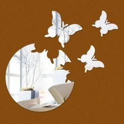 MACARON Miroir Sticker Mural, Acrylique Autocollant Miroir- Mural Deco Sticker Mural Miroir Acrylique Papillon Stéréo 3D (Argent)LO-Ron -Miroir Soldes Boutique 57139657 3
