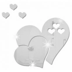 MACARON Miroir Stickers Muraux, Cristal 3D Double Amour Coeur Acrylique DIY Art Stickers Muraux Maison Salon Salle De Bain TV Fond Décor LO-Ron
