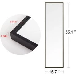 AZKOEESY Miroir Sur Pied Avec Cadre En Métal Noir 140x40cm HD Grand Miroir Pleine Longueur Avec Crochets -Miroir Soldes Boutique 57244233 4