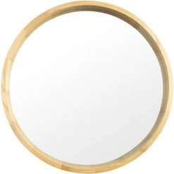 AZKOEESY Miroir Rond Avec Cadre En Bois, Grand Miroir Mural Vitré En Chêne 76,5cm Miroir De Maquillage Pour Salle De Bain, Chambre, Dressing Ou Salon