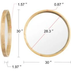 AZKOEESY Miroir Rond Avec Cadre En Bois, Grand Miroir Mural Vitré En Chêne 76,5cm Miroir De Maquillage Pour Salle De Bain, Chambre, Dressing Ou Salon 11 AZKOEESY Miroir Rond Avec Cadre En Bois, Grand Miroir Mural Vitré En Chêne 76,5cm Miroir De Maquillage Pour Salle De Bain, Chambre, Dressing Ou Salon -Miroir Soldes Boutique 57244242 5