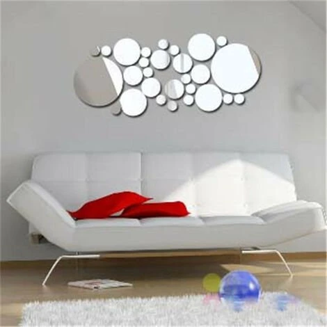 FLYME 30Pcs Stickers Miroir En Acrylique Autocollants Muraux Décoratifs Stickers Muraux Ronds Au Design Moderne Miroir Mural Pour Salon Et Chambre Decoration ,4 Tailles 6 FLYME 30Pcs Stickers Miroir En Acrylique Autocollants Muraux Décoratifs Stickers Muraux Ronds Au Design Moderne Miroir Mural Pour Salon Et Chambre Decoration ,4 Tailles – Image 4