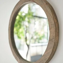 BOIS DESSUS BOIS DESSOUS Miroir Rond En Pin Recyclé - Patine Blanchie Effet Used -Miroir Soldes Boutique 57732401 3