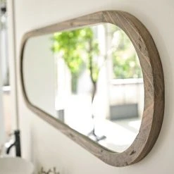BOIS DESSUS BOIS DESSOUS Miroir Ovale Pin Recyclé - Patine Blanchie Effet Used -Miroir Soldes Boutique 57733386 3