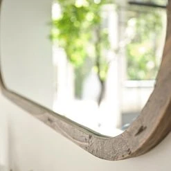 BOIS DESSUS BOIS DESSOUS Miroir Ovale Pin Recyclé - Patine Blanchie Effet Used -Miroir Soldes Boutique 57733386 4