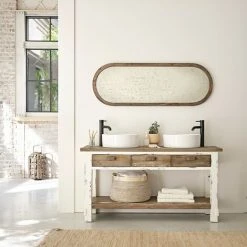 BOIS DESSUS BOIS DESSOUS Miroir Ovale Pin Recyclé - Patine Blanchie Effet Used -Miroir Soldes Boutique 57733386 5