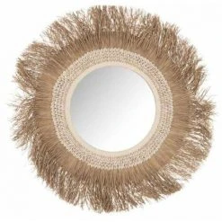 Paris Prix - Miroir Mural Design "coquillages Raphia" 60cm Beige