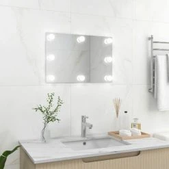 TRUE DEAL Miroir Mural Avec Lampes LED Rectangulaire Verre