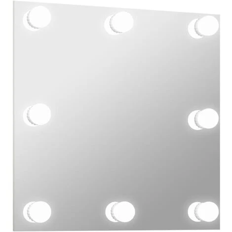 TRUE DEAL Miroir Mural Avec Lampes LED Carré Verre 4 TRUE DEAL Miroir Mural Avec Lampes LED Carré Verre – Image 2