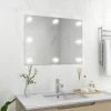 TRUE DEAL Miroir Mural Sans Cadre Avec Lampes LED Rectangulaire Verre