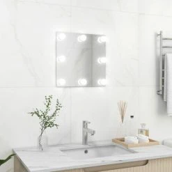 TRUE DEAL Miroir Mural Avec Lampes LED Carré Verre
