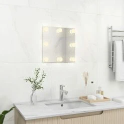 TRUE DEAL Miroir Mural Avec Lampes LED Carré Verre -Miroir Soldes Boutique 57824717 3