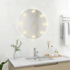 TRUE DEAL Miroir Mural Avec Lampes LED Rond Verre -Miroir Soldes Boutique 57825007 3