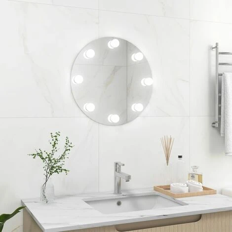 TRUE DEAL Miroir Mural Avec Lampes LED Rond Verre 3 TRUE DEAL Miroir Mural Avec Lampes LED Rond Verre