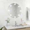 TRUE DEAL Miroir Mural Avec Lampes LED Rond Verre 1 TRUE DEAL Miroir Mural Avec Lampes LED Rond Verre -Miroir Soldes Boutique 57828021 1