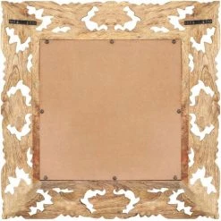 TRUE DEAL Miroir Sculpté à La Main Marron 50x50cm Bois De Manguier Massif -Miroir Soldes Boutique 57828726 3