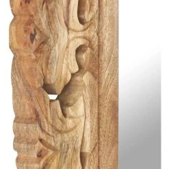 TRUE DEAL Miroir Sculpté à La Main Marron 50x50cm Bois De Manguier Massif -Miroir Soldes Boutique 57828726 5