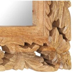 TRUE DEAL Miroir Sculpté à La Main Marron 80x50cm Bois De Manguier Massif -Miroir Soldes Boutique 57828744 4