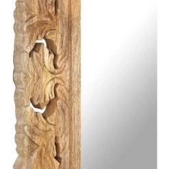 TRUE DEAL Miroir Sculpté à La Main Marron 80x50cm Bois De Manguier Massif -Miroir Soldes Boutique 57828744 5