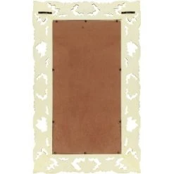 TRUE DEAL Miroir Sculpté à La Main Blanc 80x50 Cm Bois De Manguier Massif -Miroir Soldes Boutique 57832381 3