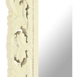 TRUE DEAL Miroir Sculpté à La Main Blanc 80x50 Cm Bois De Manguier Massif -Miroir Soldes Boutique 57832381 5