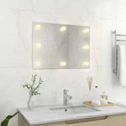 TRUE DEAL Miroir Mural Sans Cadre Avec Lampes LED Rectangulaire Verre -Miroir Soldes Boutique 57841204 3