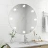 TRUE DEAL Miroir Mural Sans Cadre Avec Lampes LED Rond Verre 1 TRUE DEAL Miroir Mural Sans Cadre Avec Lampes LED Rond Verre -Miroir Soldes Boutique 57841217 1