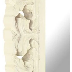 TRUE DEAL Miroir Sculpté à La Main Blanc 50x50 Cm Bois De Manguier Massif -Miroir Soldes Boutique 57845381 5