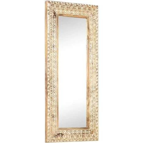 TRUE DEAL Miroir Sculpté à La Main 110x50x2,6 Cm Bois De Manguier Solide 3 TRUE DEAL Miroir Sculpté à La Main 110x50x2,6 Cm Bois De Manguier Solide