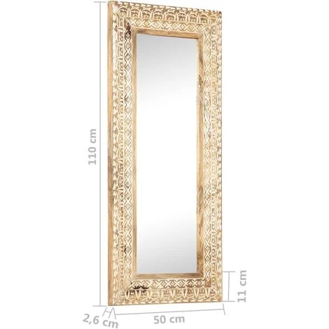 TRUE DEAL Miroir Sculpté à La Main 110x50x2,6 Cm Bois De Manguier Solide 7 TRUE DEAL Miroir Sculpté à La Main 110x50x2,6 Cm Bois De Manguier Solide – Image 5