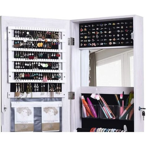 DlandHome Armoire à Bijoux Avec Miroir Pleine Longueur Verrouillable Sur Pied Armoire à Bijoux Avec 6 Lumières LED, Blanc QH-6139-D 6 DlandHome Armoire à Bijoux Avec Miroir Pleine Longueur Verrouillable Sur Pied Armoire à Bijoux Avec 6 Lumières LED, Blanc QH-6139-D – Image 4