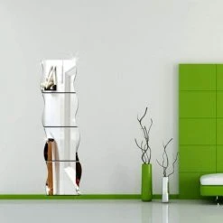 HKLFFJA Miroir Murale Adhesif,6pcs Argenté Miroir Autocollant Mural,Forme En Plastique Ondulé Mur En Plastique DIY Decal Miroir Pour La Décoration De Surface Bureau À La Maison (Argent, 30 X 25cm) -Miroir Soldes Boutique 57958828 5