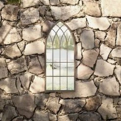 VidaXL Miroir De Jardin Sable 70x30 Cm Fer Pour Utilisation Extérieure - Crème