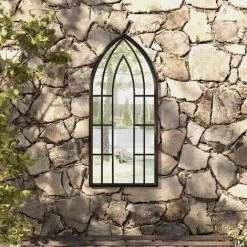 VidaXL Miroir De Jardin Noir 100x45 Cm Fer Pour Utilisation Extérieure - Noir