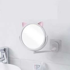 ILOVEMILAN Dessin Animé Non Marquant Miroir Autocollant Mur D'aspiration Sans Poinçonnage Miroir De Maquillage Salle De Bains Miroir Rond Miroir Télescopique, Blanc -Miroir Soldes Boutique 58071427 2