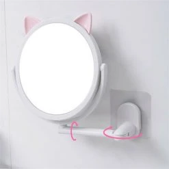 ILOVEMILAN Dessin Animé Non Marquant Miroir Autocollant Mur D'aspiration Sans Poinçonnage Miroir De Maquillage Salle De Bains Miroir Rond Miroir Télescopique, Blanc -Miroir Soldes Boutique 58071427 4