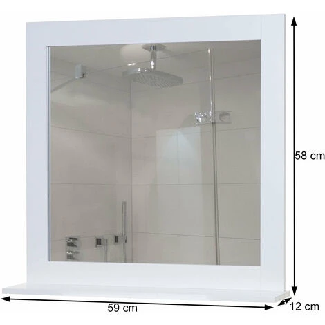 DéCOSHOP26 Miroir Mural Avec Petite étagère Salle De Bain 58x59x12cm Blanc - Blante 5 DéCOSHOP26 Miroir Mural Avec Petite étagère Salle De Bain 58x59x12cm Blanc - Blante – Image 3