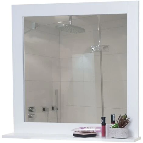 DéCOSHOP26 Miroir Mural Avec Petite étagère Salle De Bain 58x59x12cm Blanc - Blante 6 DéCOSHOP26 Miroir Mural Avec Petite étagère Salle De Bain 58x59x12cm Blanc - Blante – Image 4
