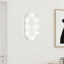 VidaXL Miroir Avec éclairage LED 40x20 Cm Verre Ovale - Argent