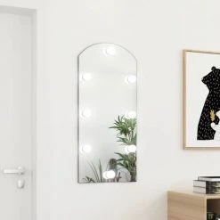 VidaXL Miroir Avec éclairage LED 90x45 Cm Verre Arche - Argent