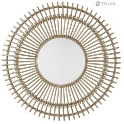 RENDEZ VOUS DéCO Miroir Léone Ø70 Cm En Rotin - Marron Clair -Miroir Soldes Boutique 58378137 2