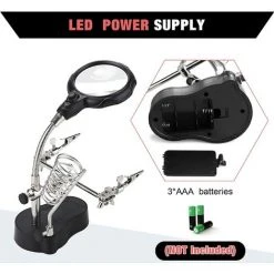 BEARSU 3.5 X 12 X Loupe De Table Support 2 LEDs Loupe Sur Pied Pour Ingénieur Électronique Cosmétologie Médical Horloger Montre Réparation -Miroir Soldes Boutique 58463263 4