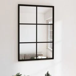 VidaXL Miroir Mural Noir 60x40 Cm Métal - Noir