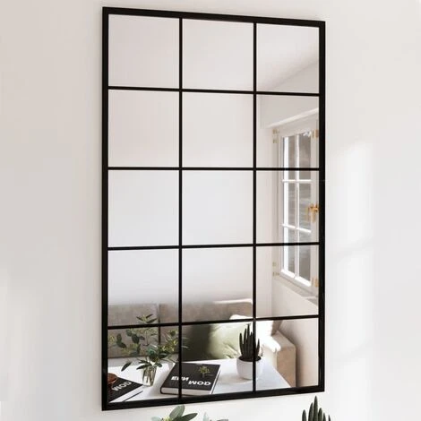 Miroir Mural Noir 100x60 Cm Métal VidaXL - Noir 4 Miroir Mural Noir 100x60 Cm Métal VidaXL - Noir – Image 2